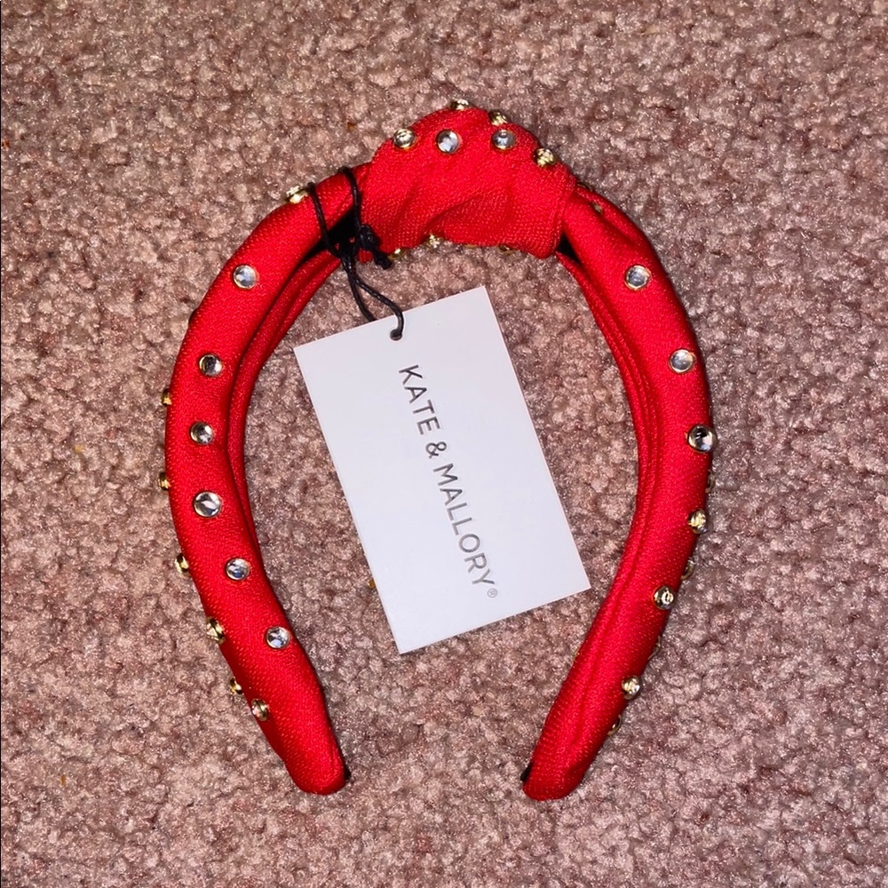 Kate & Mallory Red Headband with Gold Studs